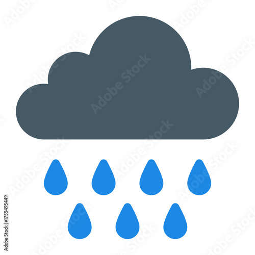 Rain cloud icon. Weather and natural water source concept. Irrigation supply and precipitation illustration. Flat Icon