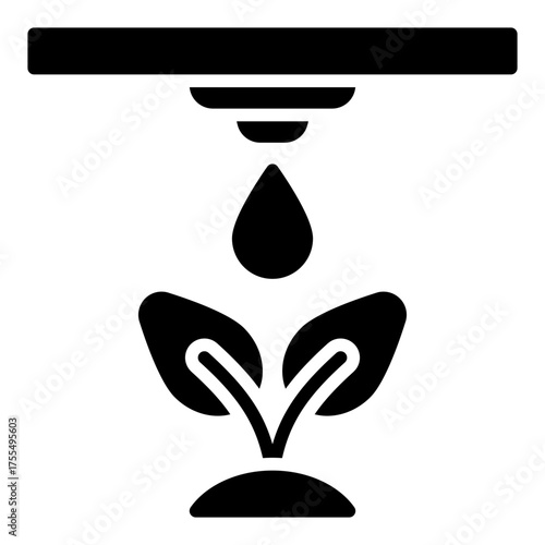 Drip hose icon. Water-saving irrigation tube concept. Precision watering system and agriculture equipment illustration. Glyph Icon