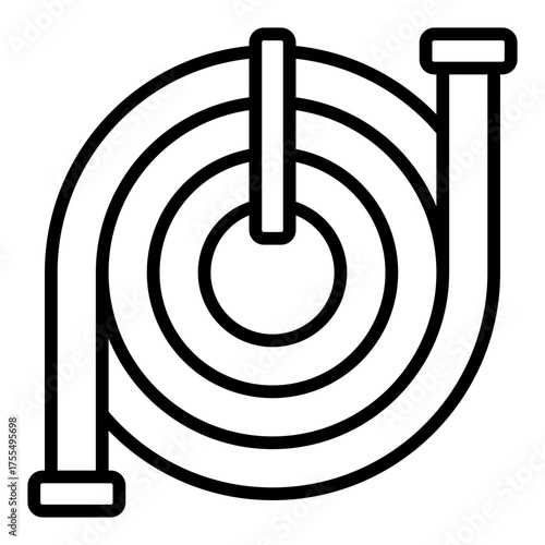 Hose icon. Garden watering tool and irrigation equipment concept. Agriculture maintenance and water supply illustration. Line Icon