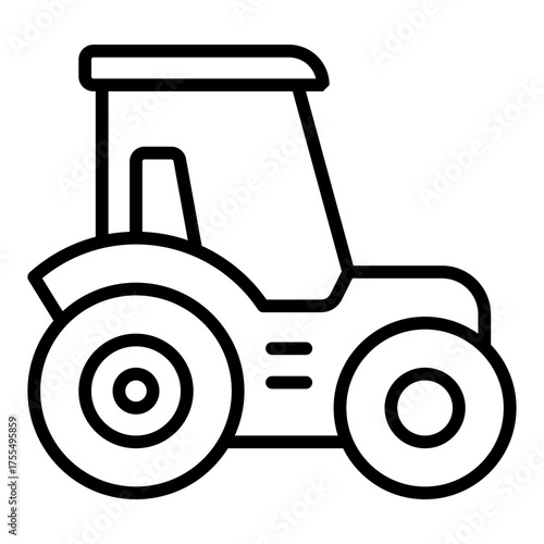 Tractor icon. Farm machinery and agricultural field work concept. Irrigation support and crop maintenance illustration. Line Icon