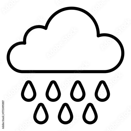 Rain cloud icon. Weather and natural water source concept. Irrigation supply and precipitation illustration. Line Icon