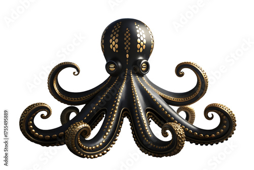 Wallpaper Mural Ornate black and gold octopus sculpture with metallic accents and dramatically curled tentacles isolated on transparent background Torontodigital.ca