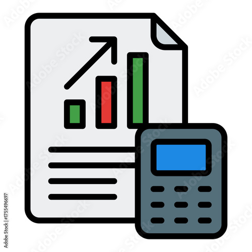 Tax calculation icon. Payroll accounting and finance computation illustration. Salary and deduction management concept. Filled Line Icon
