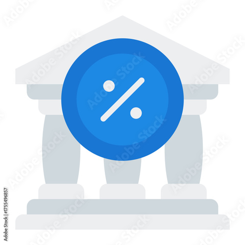 Tax office icon. Government building and financial administration concept. Public service and income management illustration. Flat Icon