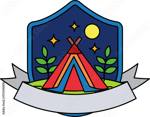 logotype of a teepee with a moon