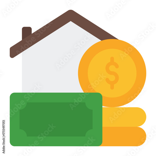 Financial asset icon. Property and investment management concept. Wealth, capital, and tax value illustration.. Flat Icon