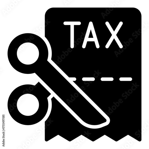 Tax deduction icon. Income adjustment and expense reduction concept. Payroll savings and tax return symbol. Glyph Icon