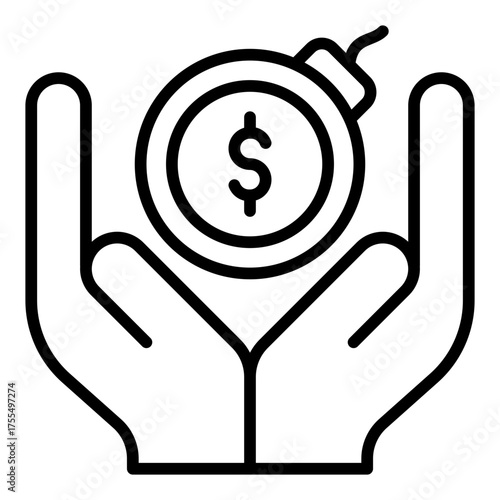 Tax liability icon. Financial obligation and payment responsibility concept. Business debt and income tax illustration. Line Icon