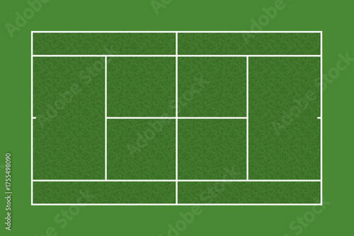 vector top view of tennis court with green grass texture