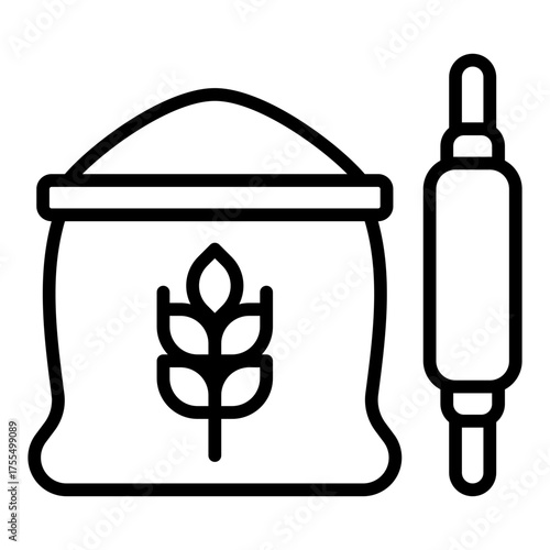 Baking icon. Cooking process symbol. Pastry, cake, and dough preparation collection. Line Icon