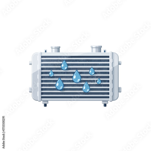 Industrial Cooling Radiator System with Water Drops