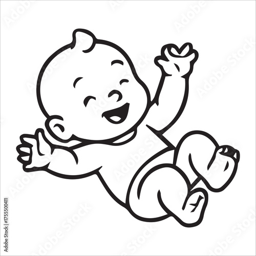 Cute Baby Sitting Silhouette Illustration for Nursery Vector Artwork