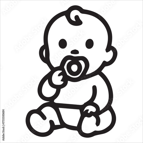 Adorable Baby Drinking Milk Vector Illustration for Motherhood Theme