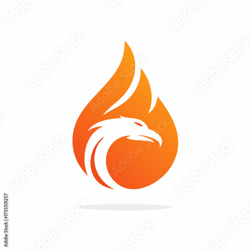 Fiery phoenix emblem with orange flames and white bird silhouette