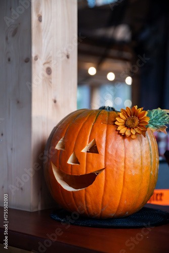 Festive Halloween pumpkin decoration display