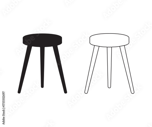 Simple legged stool on white background