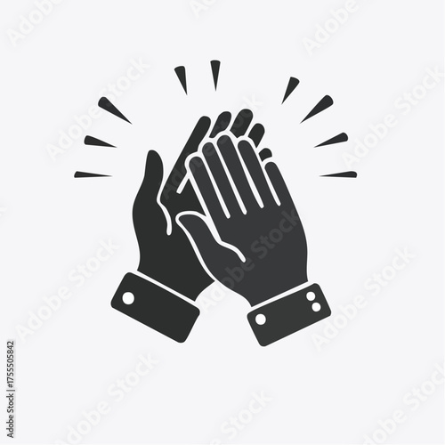 Hands clapping together with shining elements graphic illustration