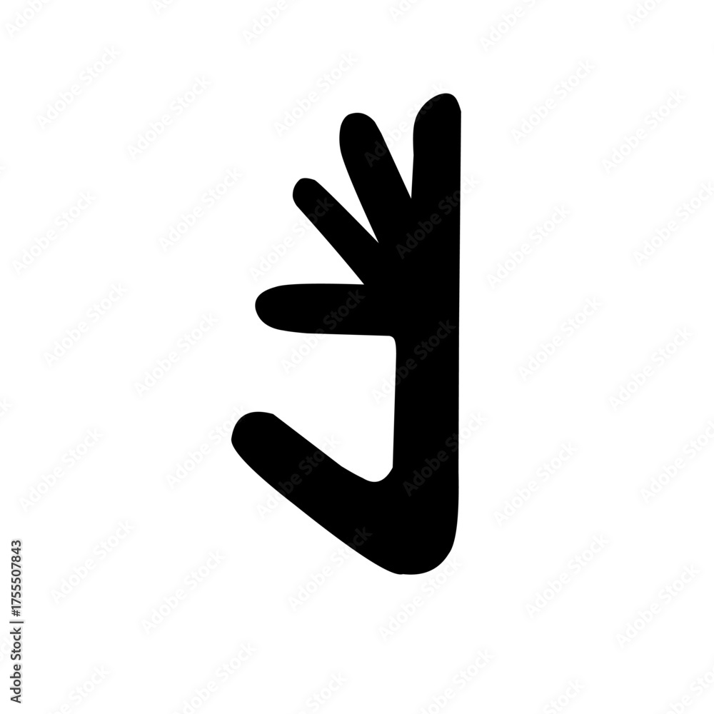 Fototapeta premium Minimalist silhouette illustration of a reindeer antler symbol in black on a white background, representing Christmas, wildlife, and Nordic winter design style.