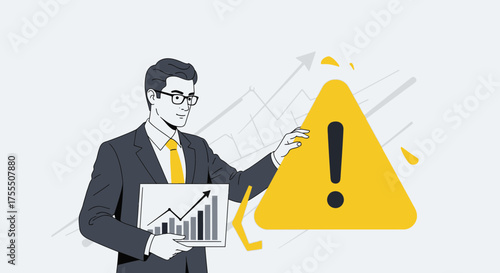 Financial Analyst Alerting About Investment Risks And Illustrating Market Instability