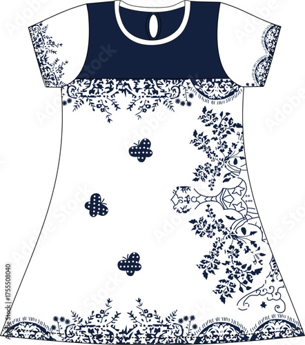 baby girls frocks with flower  print vector art