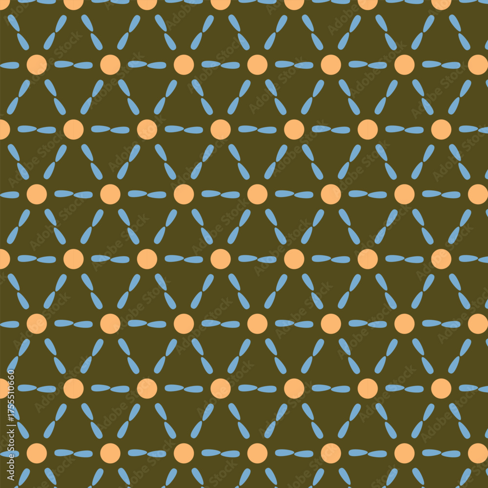 Fototapeta premium Seamless abstract pattern of circles with lines in triangular arrangements