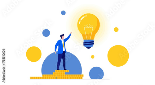 Illustrative Depiction Of Idea Generation, Financial Growth, And Achievement Success