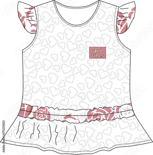 girls frocks flower print vector art
