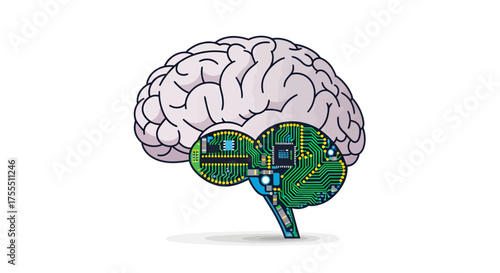 Artificial Intelligence Brain Circuit Board Technology Concept.