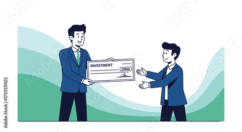 Investment Agreement: A Financial Transaction Between Two Business Professionals In Suits