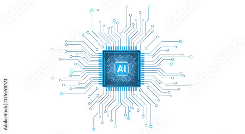 Central Processing Unit with AI inscription and circuit board connections.