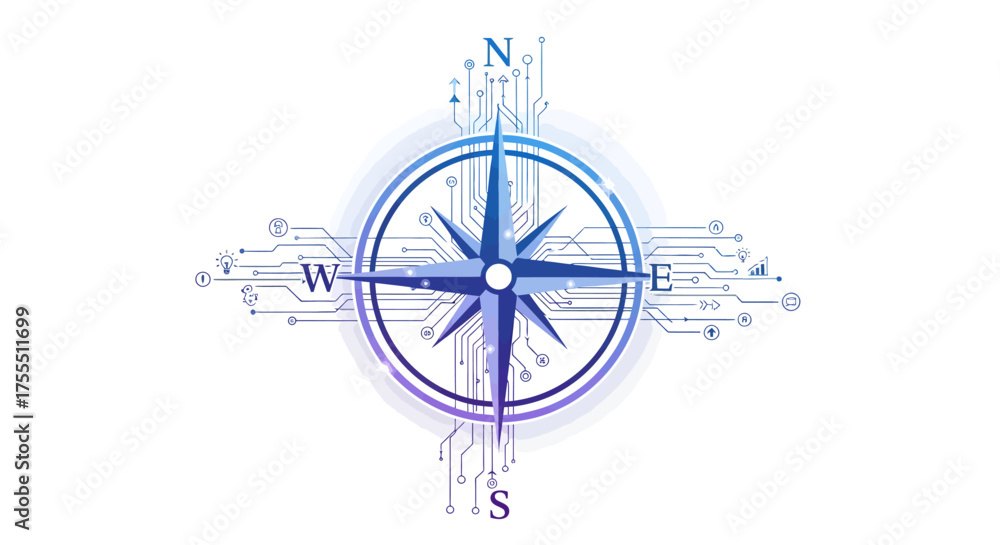 Obraz premium Digital Compass Navigation Technology Symbol.