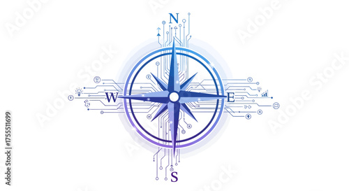 Digital Compass Navigation Technology Symbol.