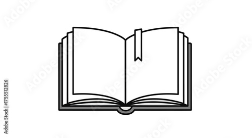 Open Book With Bookmark Illustration.