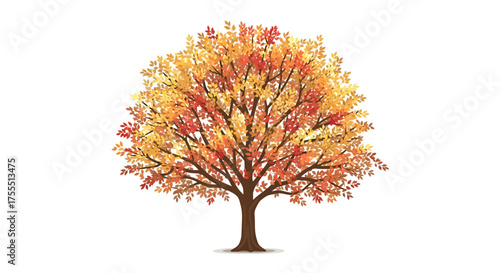 Vibrant Autumn Tree with Fiery Foliage.