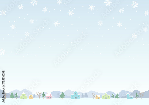 winter background with snowy town