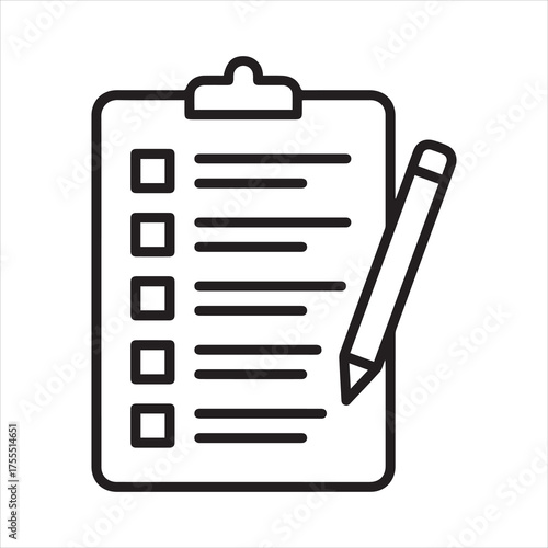 Task list icon with clipboard and pen