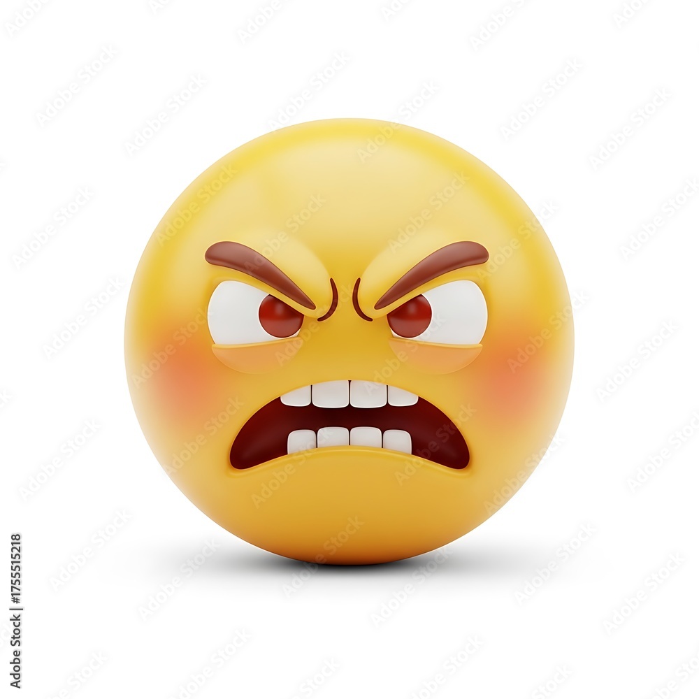 Fototapeta premium Angry Emoji - A 3D Rendering of Frustration and Annoyance.