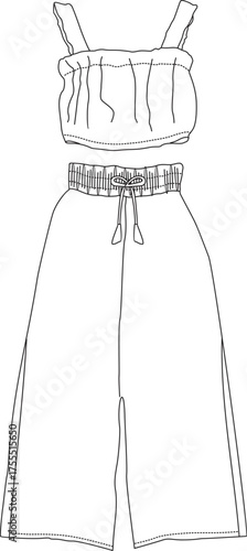 ladies cord set outing artwork print vector art