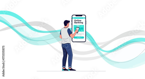 Online Finance Application Concept Depicting Digital Banking Transactions Securely Made