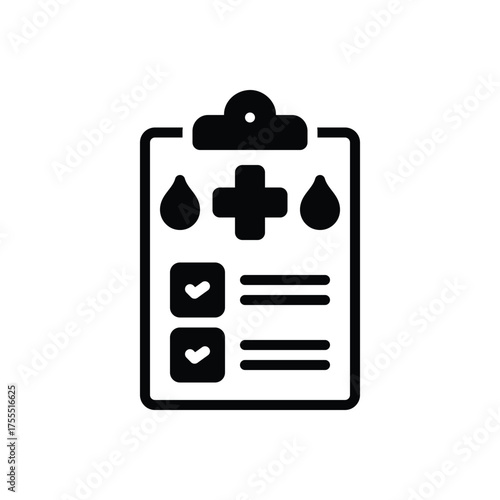 Black solid icon for medical test