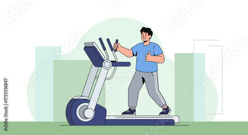 Person Exercising With Elliptical Machine In Vector Illustration Showing Good Form Workout