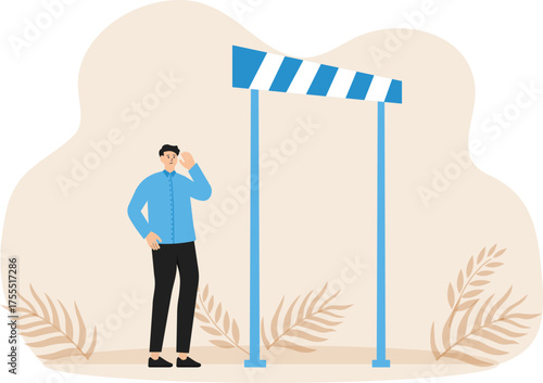 Business barrier and obstacle or difficulty, road block or career struggle, trouble or problem to be solved, prohibited or dead end concept
