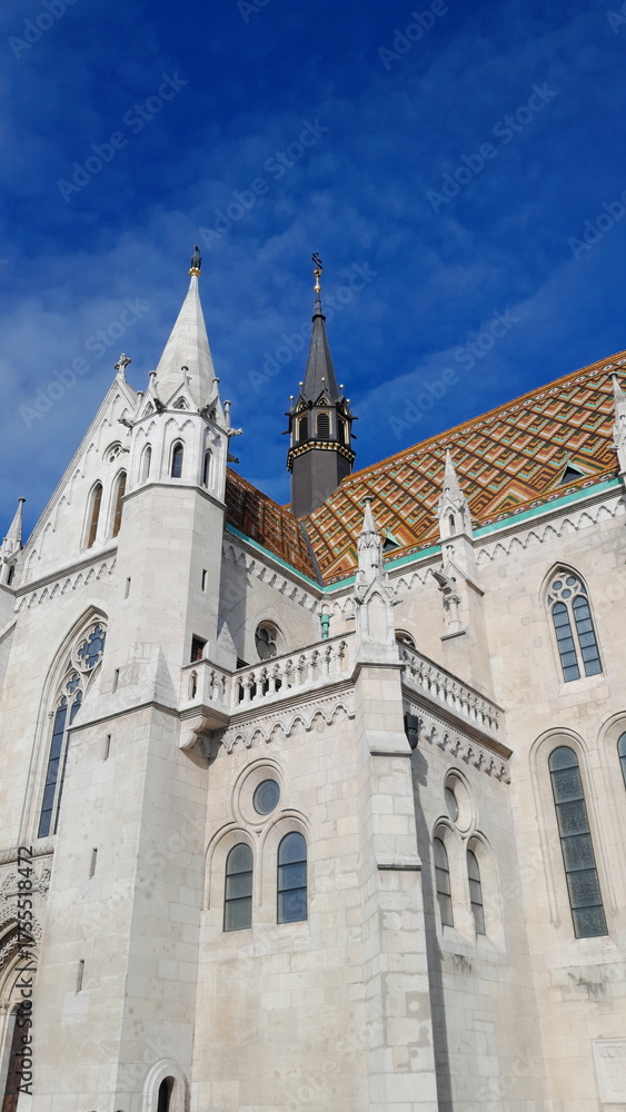 Fototapeta premium architecture, building, catholic, gothic, landmark, city, sky, monument, old, stone, historic, Budapest, Hungary