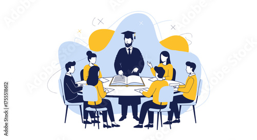 Scholarly Discourse: A Gathering Of Students And Instructor Engaging In Academic Pursuit