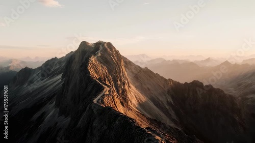 Mountain vista at sunset with 