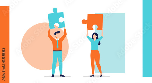 Teamwork Illustration Depicting Collaboration And Success Through Puzzle Pieces Complete