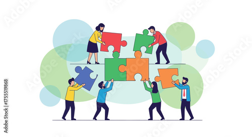 Teamwork Puzzle Concept: Collaboration, Cooperation, Unity, And Business Solutions Design