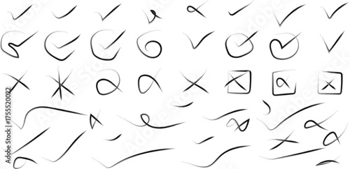 Hand Drawn Check Mark and Cross Mark Seamless Vector Pattern Design