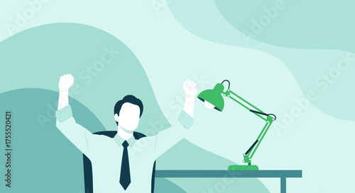 Triumphant Office Worker Celebrating Professional Achievement And Success At Work