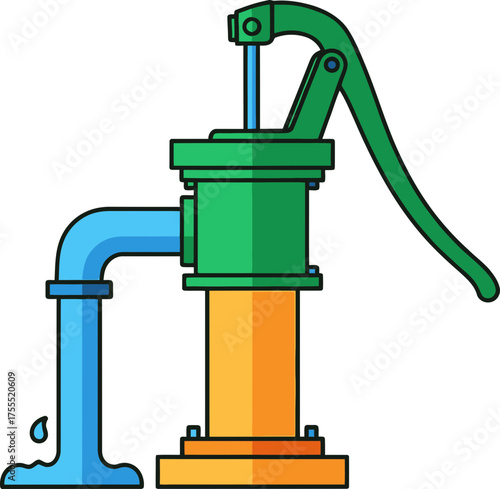 effortful resource hand pump extracts essential water, symbolizing lifes crucial provision